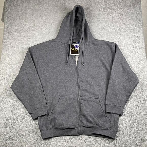 VTG Vos Sports Hoodie Full Zip Sweatshirt Men's XL Gray New 90's Y2K - Picture 1 of 8